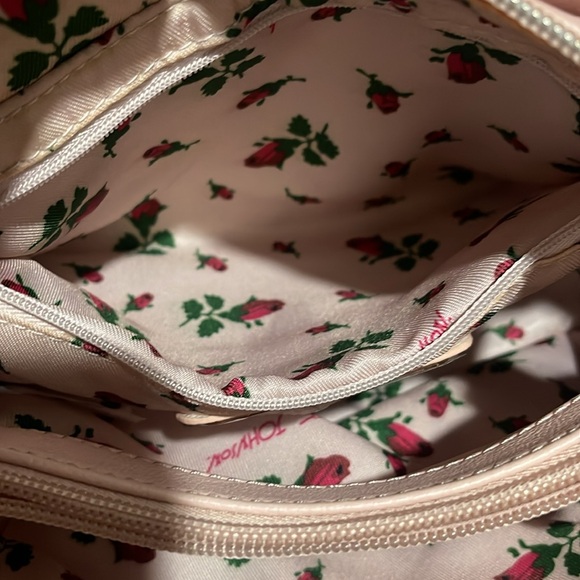 BETSEY JOHNSON White Crossbody/Handbag with Pink Gradient Ruffles - Picture 7 of 16